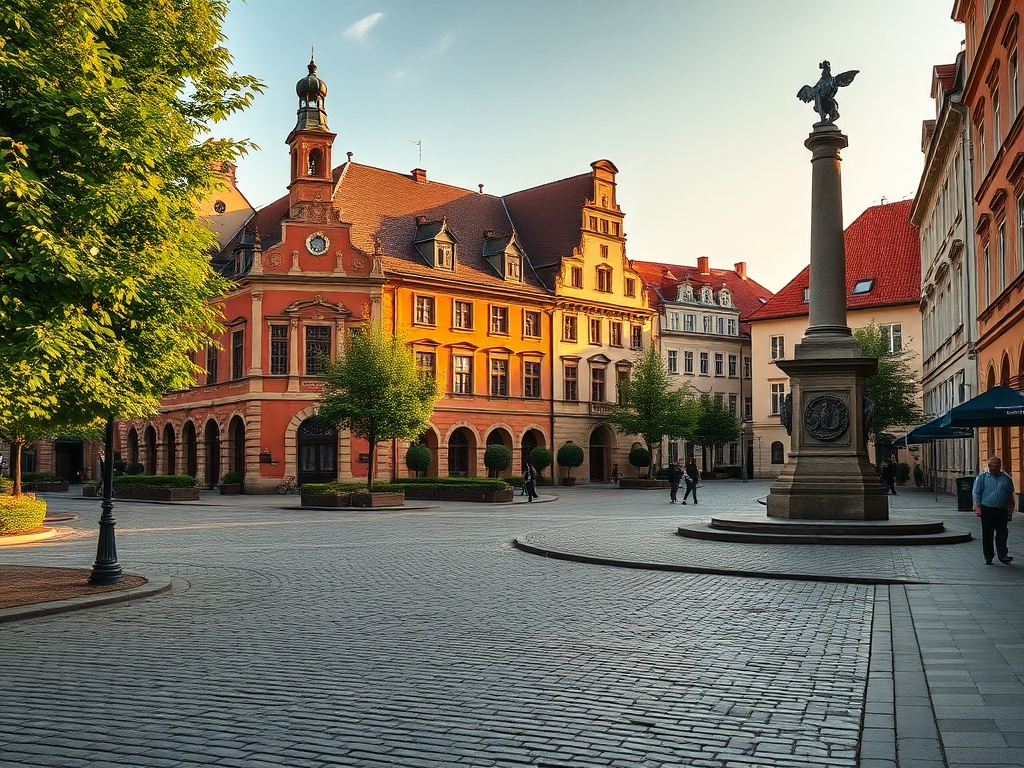 Panorama Działdowa z widokiem na ratusz i fragment miasta.